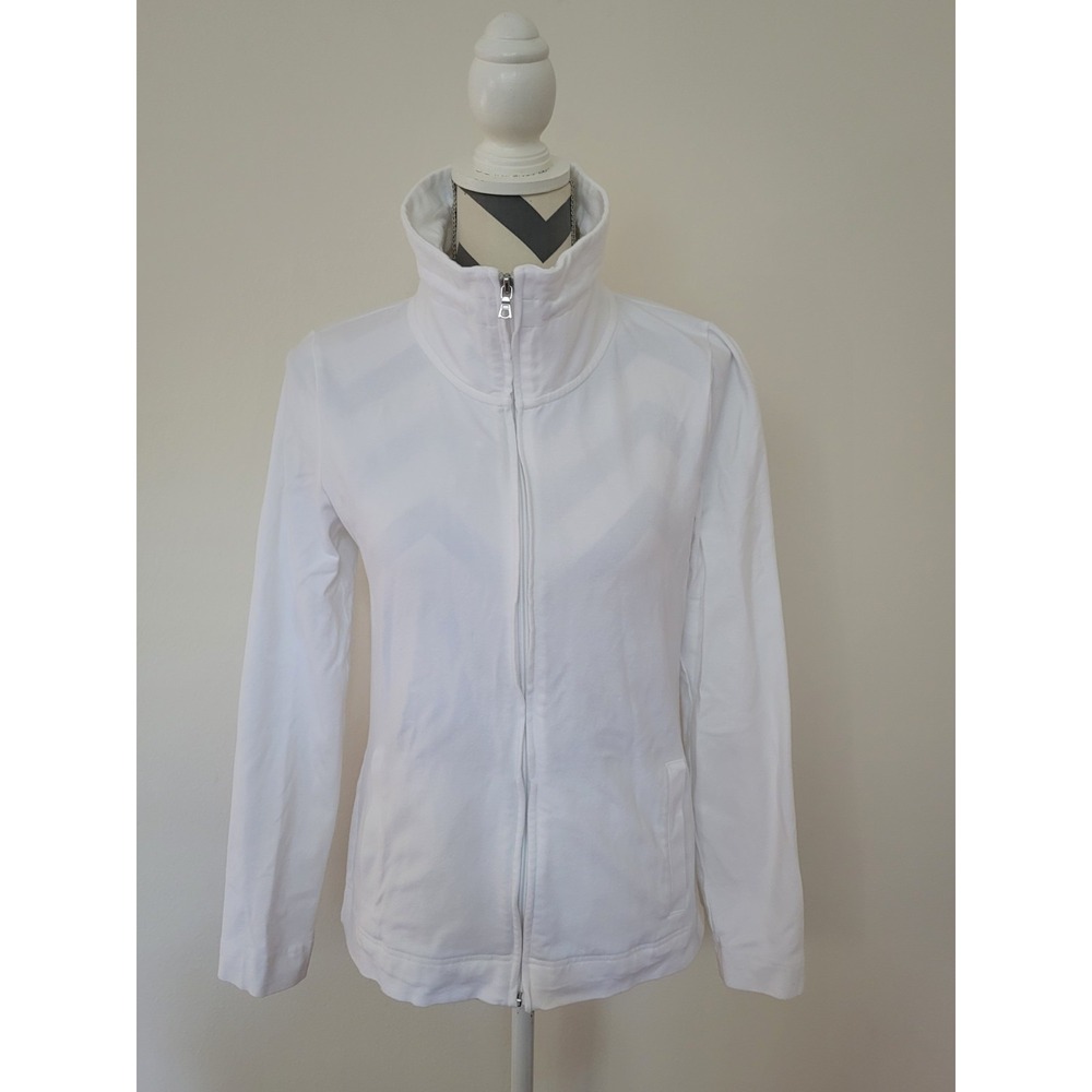 Croft & Barrow White Full Zip Hoodie Sweatshirt Women's Sz S W/pockets Cotton